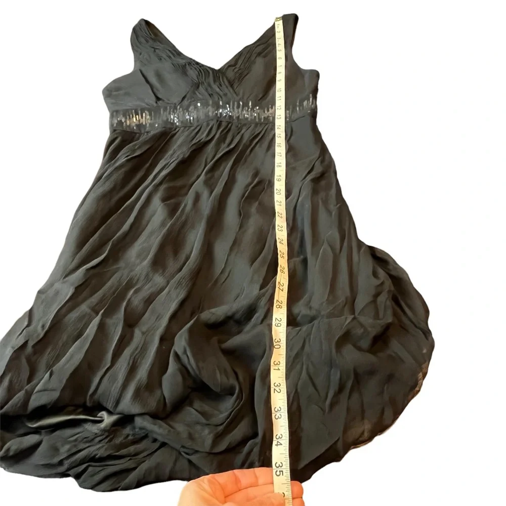 BCBGMaxAzria Black 100% Silk Bubble Skirt Cocktail Dress w/  Beaded Waist Sz 6 - Picture 8 of 17